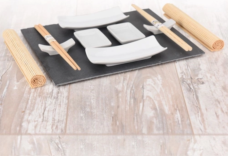 Premium materials: porcelain, bamboo, stone