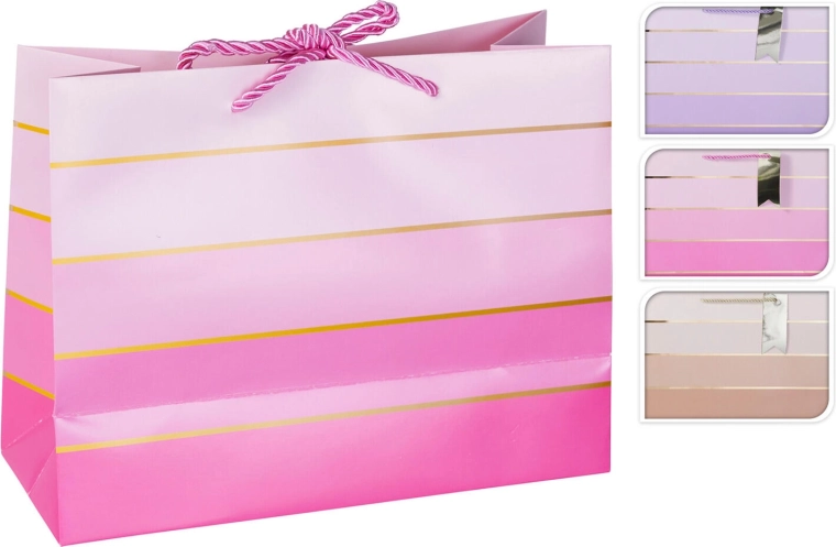 Подаръчна хартиена торбичка 23 × 18 × 10 см – микс 3 цвята