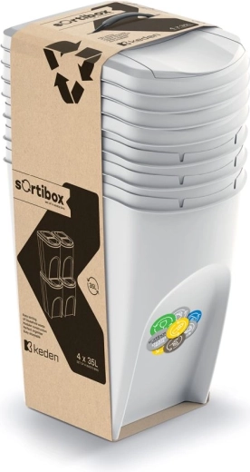 Комплект 4 коша за отпадъци Sortibox 4×35 l – пепеливо сиво