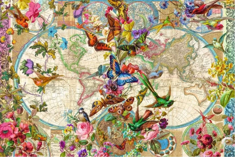 Пъзел Ravensburger Карта на света – флора и фауна 3000 части
