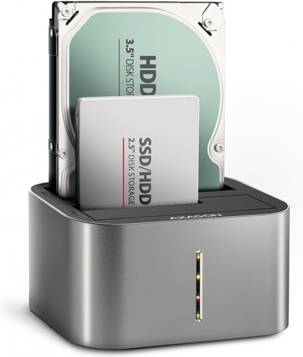 Докинг станция USB-C 5 Gb/s за 2× SATA 2.5"/3.5" SSD/HDD с функция за клониране