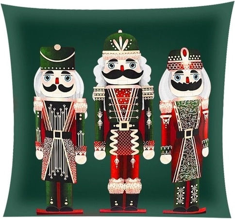 Plush Christmas pillowcase cover 40 × 40 cm Nutcracker Santa RUHHY - 1 piece – Green