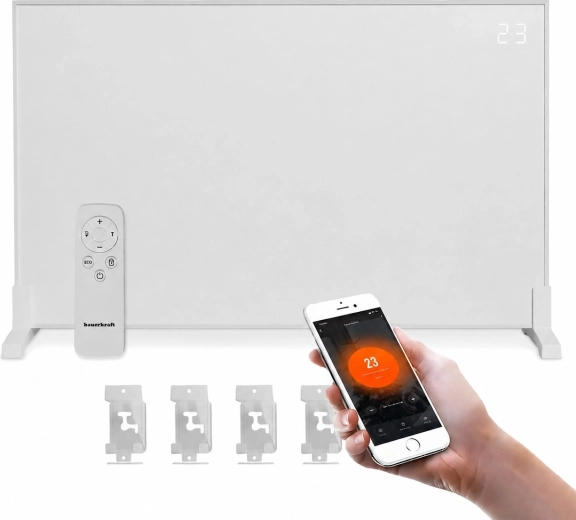 Bauerkraft инфрачервен отоплителен панел 1200 W Wi‑Fi 60 × 120 cm с LED дисплей