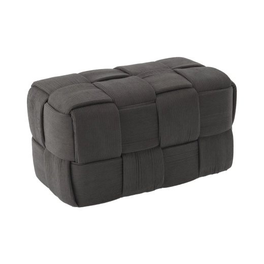 Тъмносив плетен правоъгълен пуф 52 × 28 × 28 см