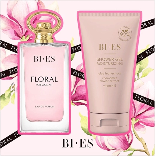 Подаръчен комплект за жени BI-ES Floral – парфюмна вода 90 мл + душ гел 150 мл