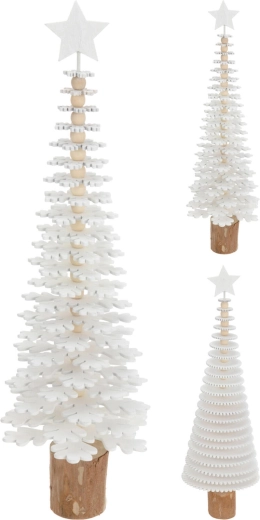 Christmas decoration tree made of white wood 40 × 12 cm, mixed shapes