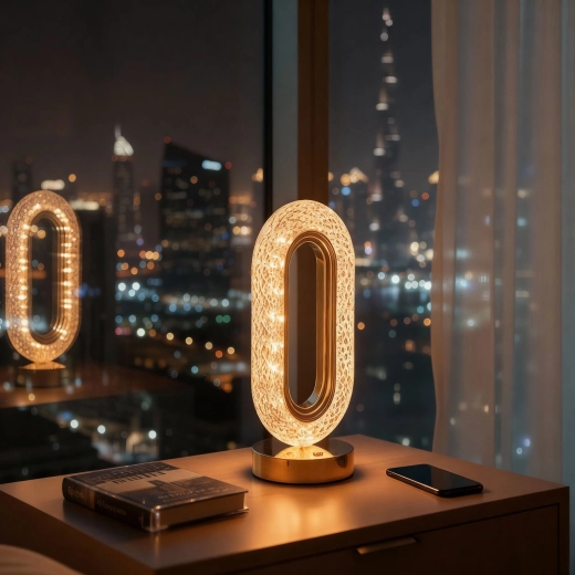 Gold Rechargeable Table Lamp with Adjustable Light Temperature and Brightness