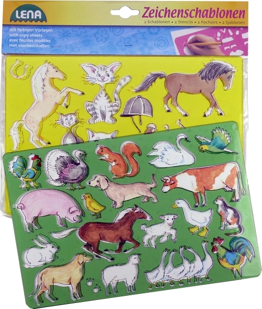 Lena drawing stencils – horses and cats