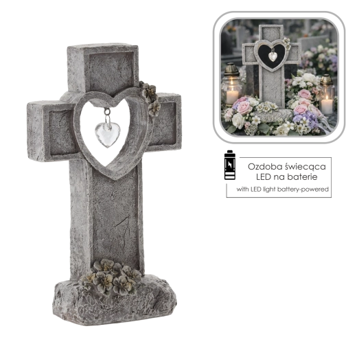 Decorative LED Cross with Heart