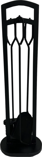 Fireplace tool set with stand 70 cm – black metal, 3-piece set