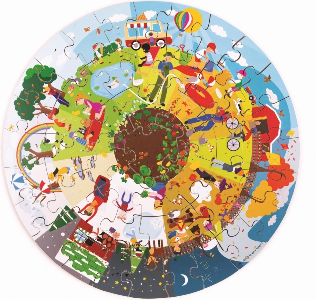 Bigjigs Toys Кръгъл подов пъзел Четирите сезона