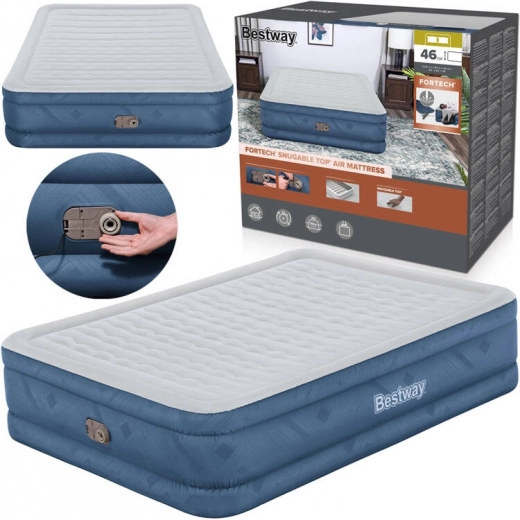 Bestway надуваемо двойно легло с вградена помпа 203 × 152 × 46 cm