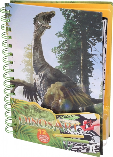 Кадифени оцветяванки DINOSART – динозаври, 12 дъски и мини флумастери