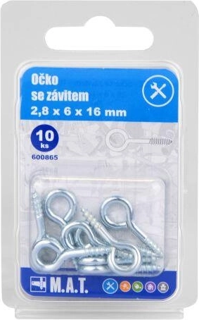 Затворено ухо с резба 16 × 6 × 2,8 mm, цинк (10 бр.)