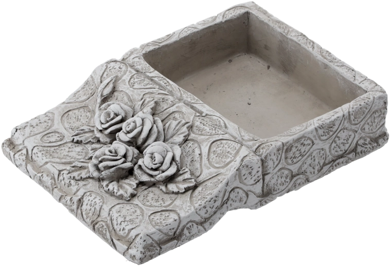Циментовa кашпа във форма на книга, сива 23,5 × 17 × 5 cm