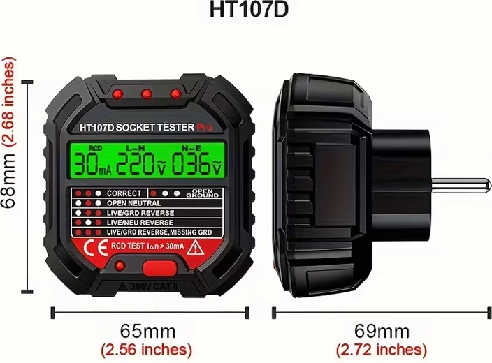 Тестер на напрежение за контакти с LCD и тест на RCD HABOTEST HT107D