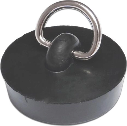 Rubber drain stopper 39 mm, black with metal eyelet