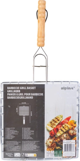 Meat grilling rack with wooden handle, 20 × 20 cm
