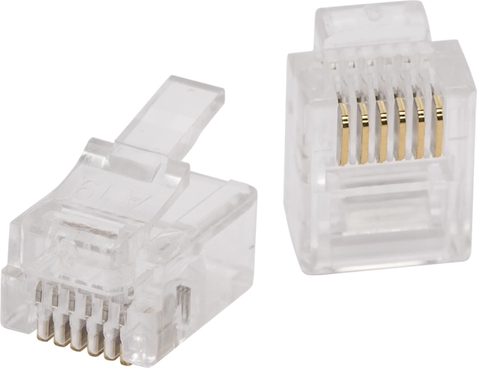 RJ11 6P6C Modular Connector with Gold-Plated Contacts