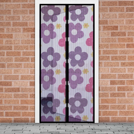 Door insect screen with floral pattern