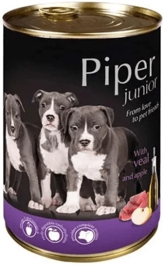 Piper Junior консерва за кученца – телешко месо и ябълка 400 г
