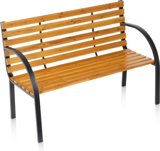 Vilde wooden garden bench with metal frame 122 × 51 × 83.5 cm