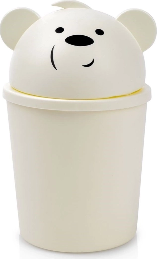Waste bin with bear 1.5 l, cream