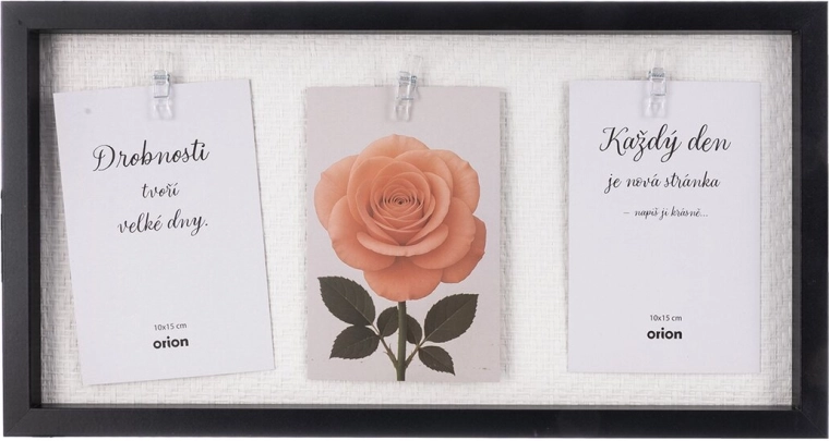 Wooden photo frame for 3 photos, black, 42 × 22 cm