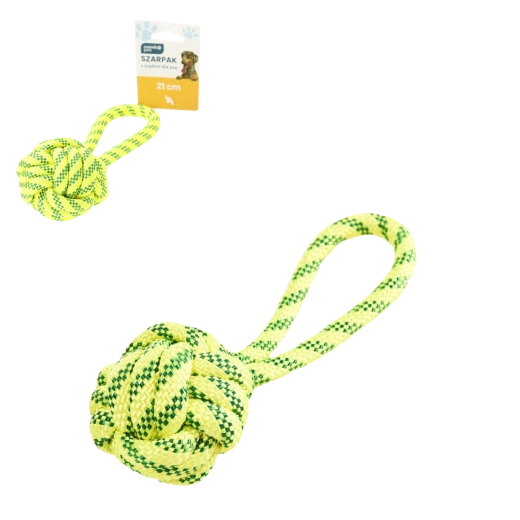 Braided dog tug toy with two knots 21 cm