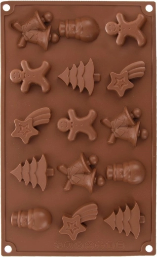 Silicone Christmas mold for cookies and pralines, orange