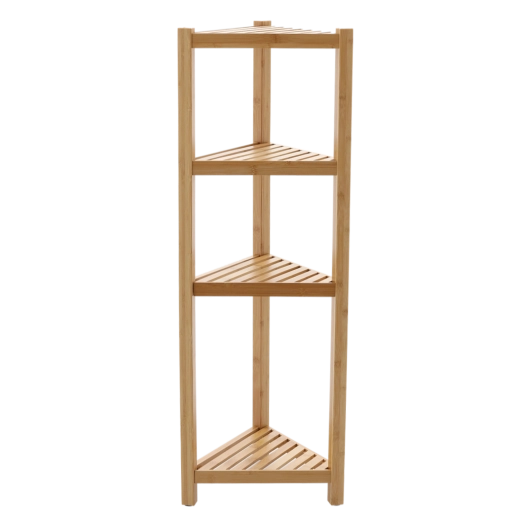 Бамбуков ъглов стелаж с 4 рафта 34 × 34 × 99 см