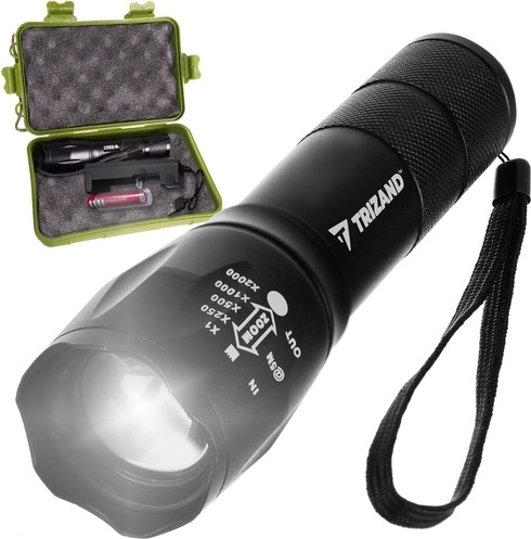 Tactical flashlight CREE LED T6 with USB charging and zoom