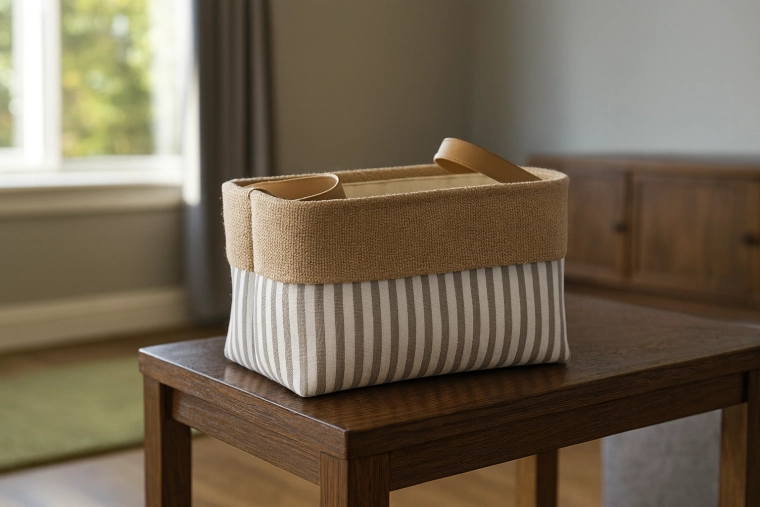 Textile storage basket with stripes 20 × 30 × 18 cm