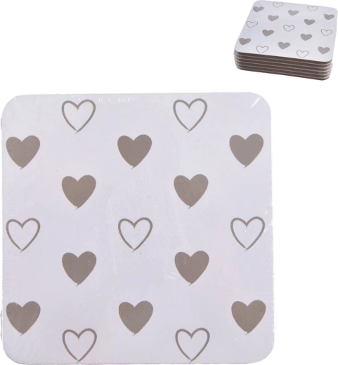 Heart-shaped cork coasters 10 × 10 cm, 6 pcs