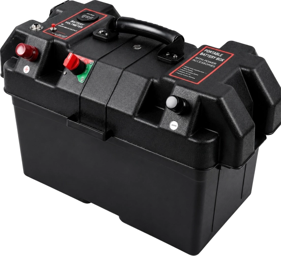 Durable portable box with battery protection