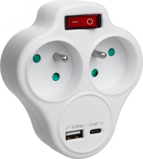 Разклонител за контакт с USB MCE336