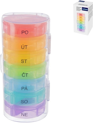 Weekly pill organizer with case, 2 compartments per day (CZ)