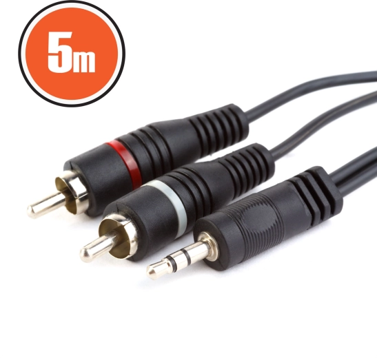 RCA to 3.5 mm stereo jack audio cable, 5 m