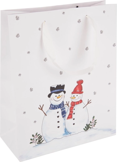 Хартиена подаръчна торбичка с мотив на снежен човек 26 × 12 × 32 cm