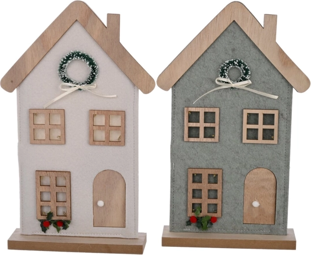 Wooden decorative house with LED lighting 28 cm (2 variants)