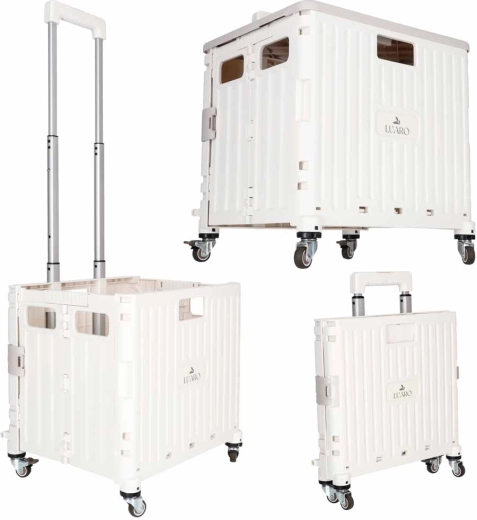 LUARO folding shopping cart with lid, 4 wheels, white