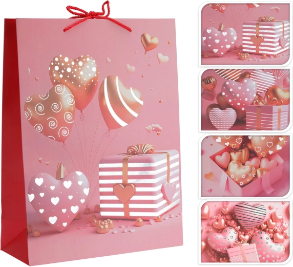 Подаръчна торбичка със сърце 40 × 30 × 12 см, микс декори