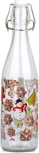 Glass bottle with clip-top closure TORO 260 ml – gingerbread motif