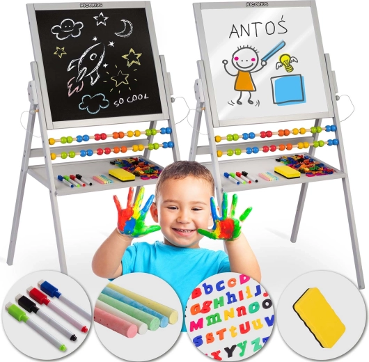 Магнитна двустранна детска табла RICOKIDS – сива