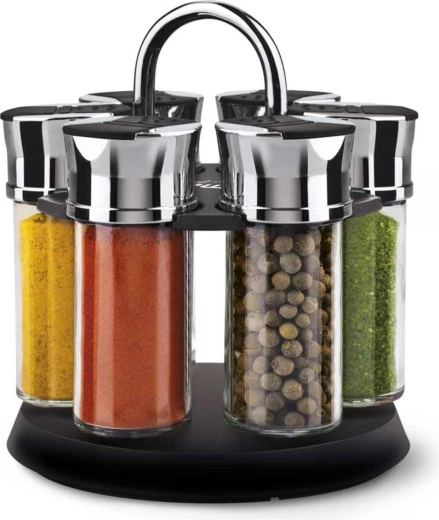 Комплект бурканчета за подправки Lamart Spice с въртяща се поставка, 6 бр.