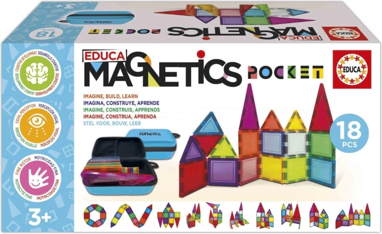Educa магнитен конструктор Magnetics в калъф, 18 части