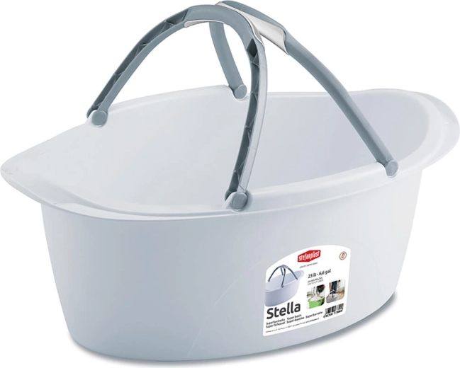 Oval plastic basin STELLA 60 × 40 cm, 25 L, with handles
