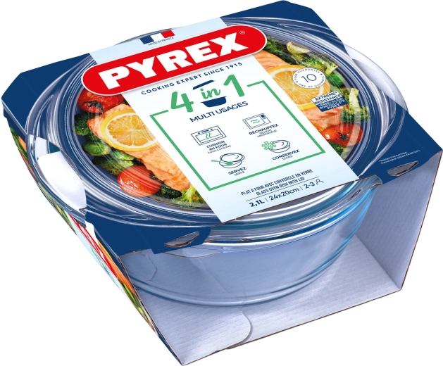 Pyrex стъклена тава за печене с капак 2,1 l
