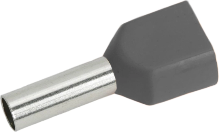 Insulated wire ferrule for 2 × 4.0 mm², gray