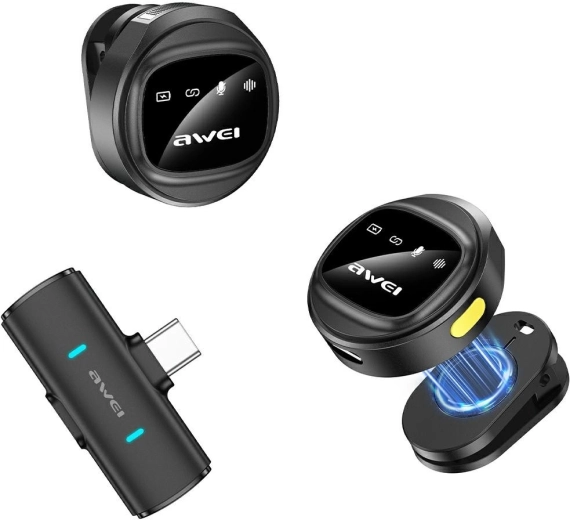 AWEI MK3 Duo wireless lavalier microphone – black